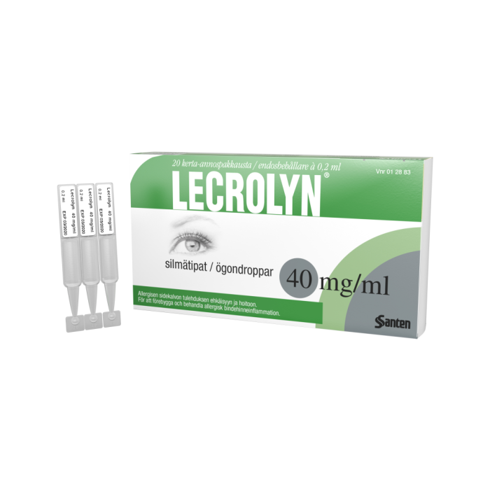 LECROLYN silmätipat, liuos, kerta-annospakkaus 40 mg/ml 20 x 0,2 ml