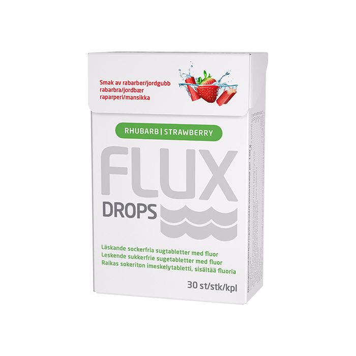 Flux Drops imeskelytabletti raparperi-mansikka 30 kpl