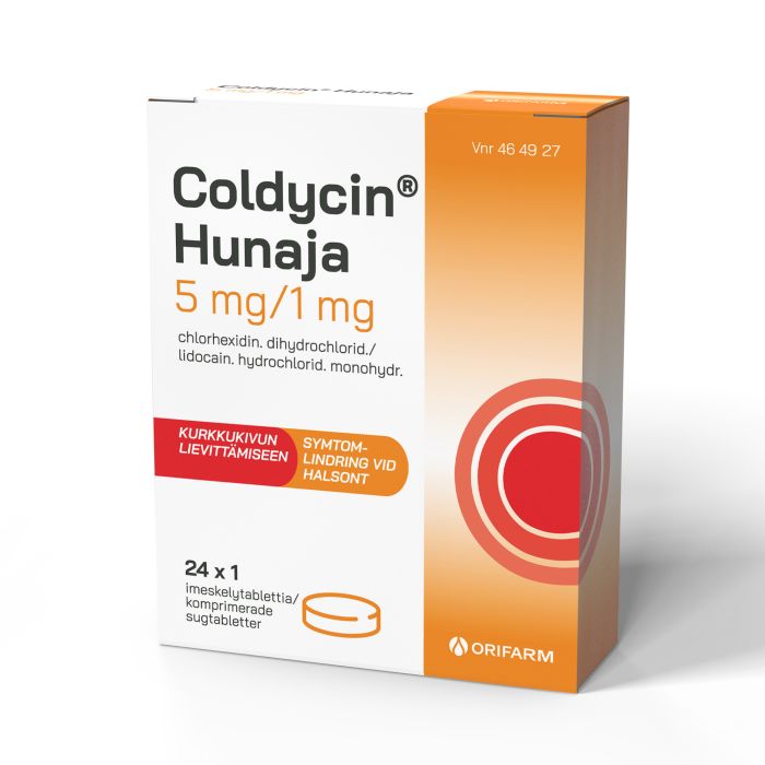 COLDYCIN HUNAJA imeskelytabletti, puristettu 5/1 mg 24 x 1 fol kuva 2