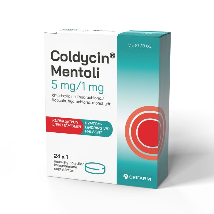 COLDYCIN MENTOLI imeskelytabletti, puristettu 5/1 mg 24 x 1 fol kuva 2