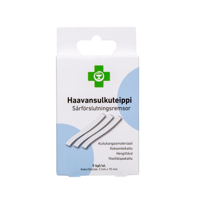 APTEEKKI Haavansulkuteippi 3 mm x 75 mm 5 kpl