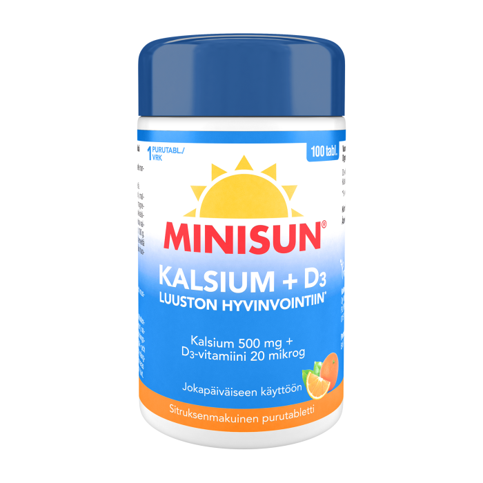 Minisun Kalsium 500 mg + D-vitamiini 20 mikrog 100 purutabl kuva 2