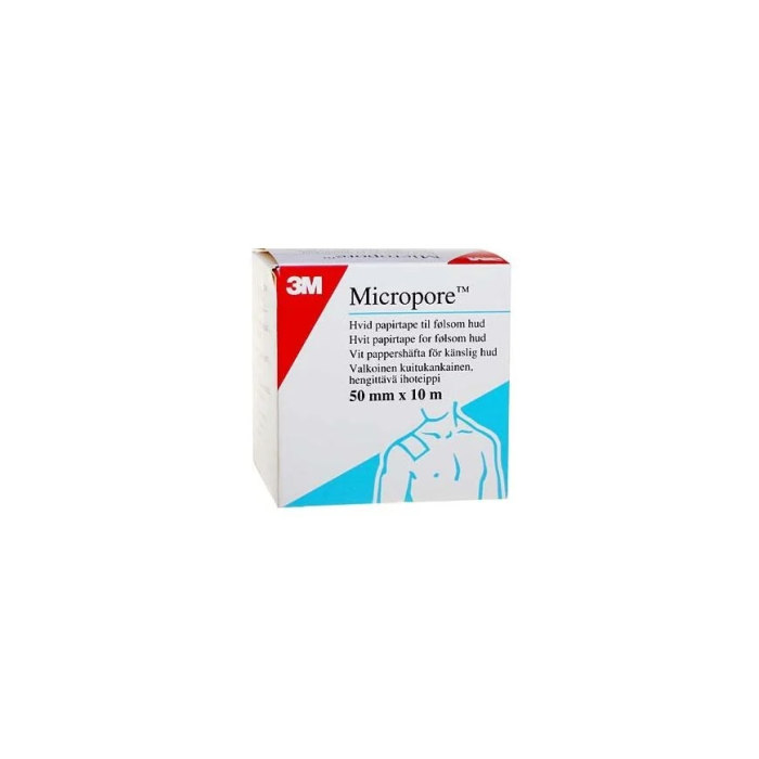 3M Micropore 5,0 cm x 10 m valkoinen vaihtorulla 1 kpl