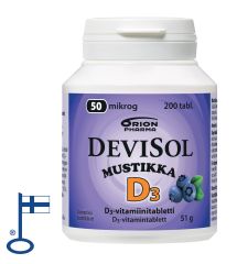 DEVISOL MUSTIKKA 50 MIKROG IMESKELYTABLETTI 200 KPL